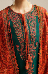 Hussain Rehar - Winter 3PC Dhanak Embroidered Suit - BFB0249